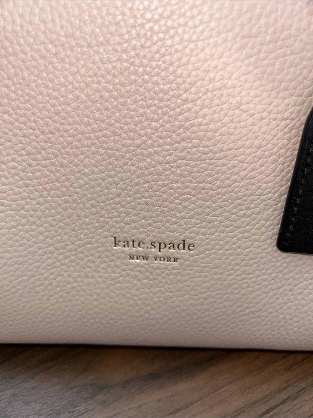 kate spade Pebbled Leather Tote Taupe Leather with Black Trim - Picture 2 of 13